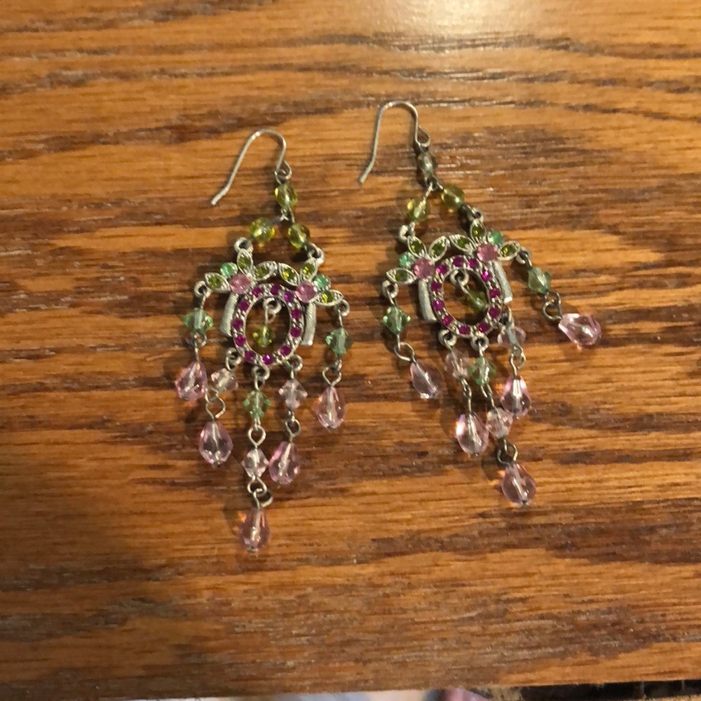 Pink and Green Earrings